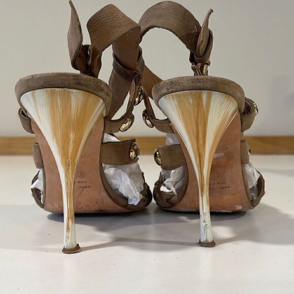 Latitude Femme Tan Studded Sandals Size 39.5 - Picture 4 of 9